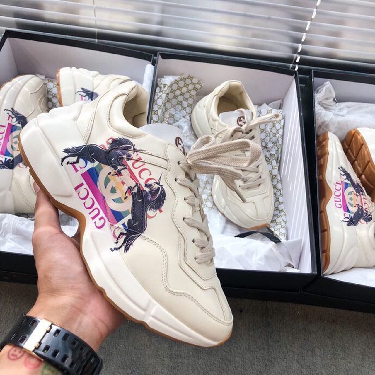 Gucci Women’s Rhyton Sneaker With Gucci Unicorn White For Women Gucci ‎