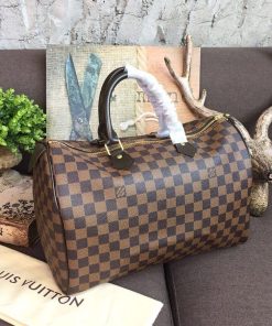 Louis Vuitton Speedy 35 Damier Ebene Canvas For Women, Women’s Handbags, Travel Bags 13.8in/35cm LV N41363