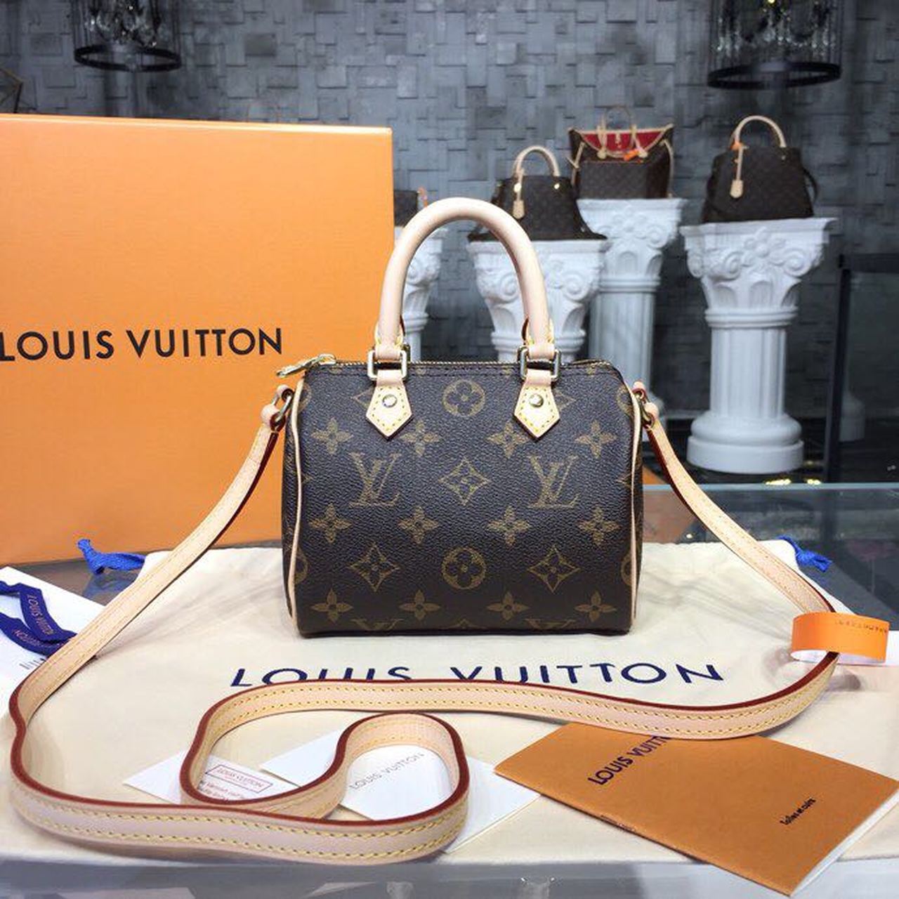 Louis Vuitton Nano Speedy Monogram Canvas For Women, Women’s Handbags, Shoulder And Crossbody Bags 6.3in/16cm LV M61252