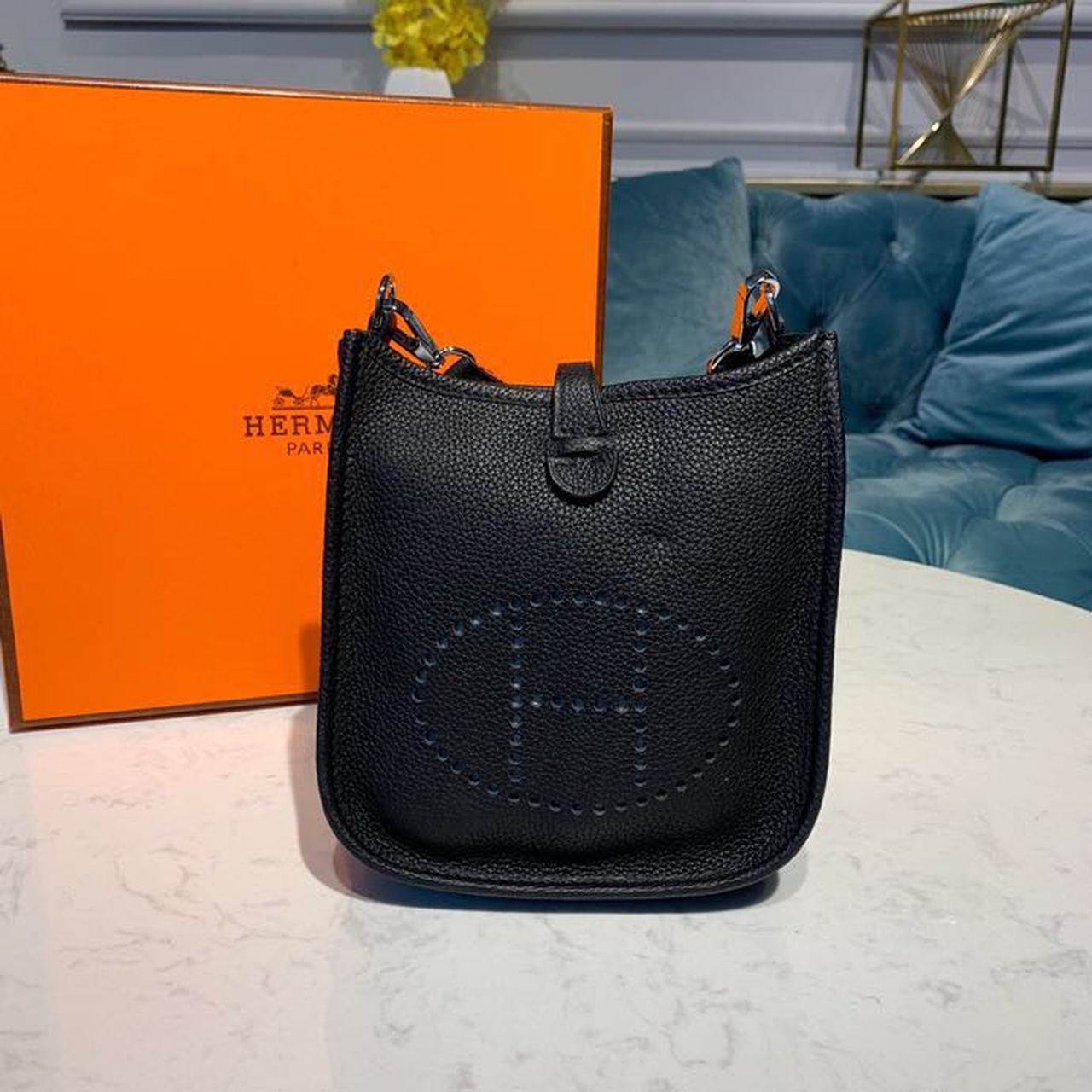 Hermes Mini Evelyne Black For Women 7in/18cm