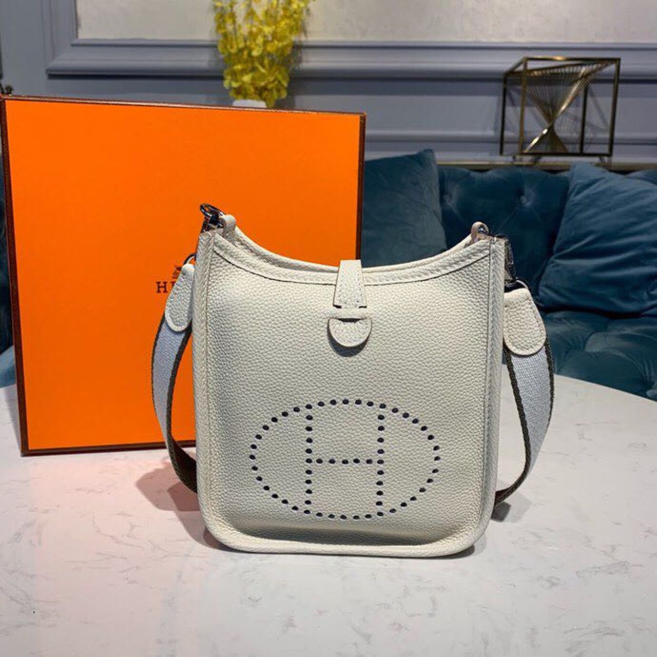 Hermes Evelyne III TPM White For Women 7.8in/20cm