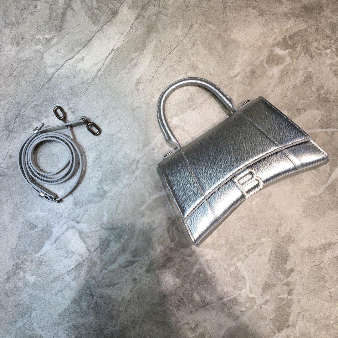 BALENCIAGA Hourglass Small Handbag In Grey, For Women, Women’s Bags 9in/23cm