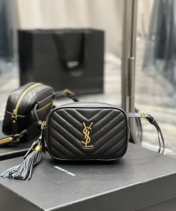 Yves Saint Laurent Lou Belt Bag Black In Matelassé Gold Toned Hardware For Women 6.1in/15cm YSL 614031DV7071000
