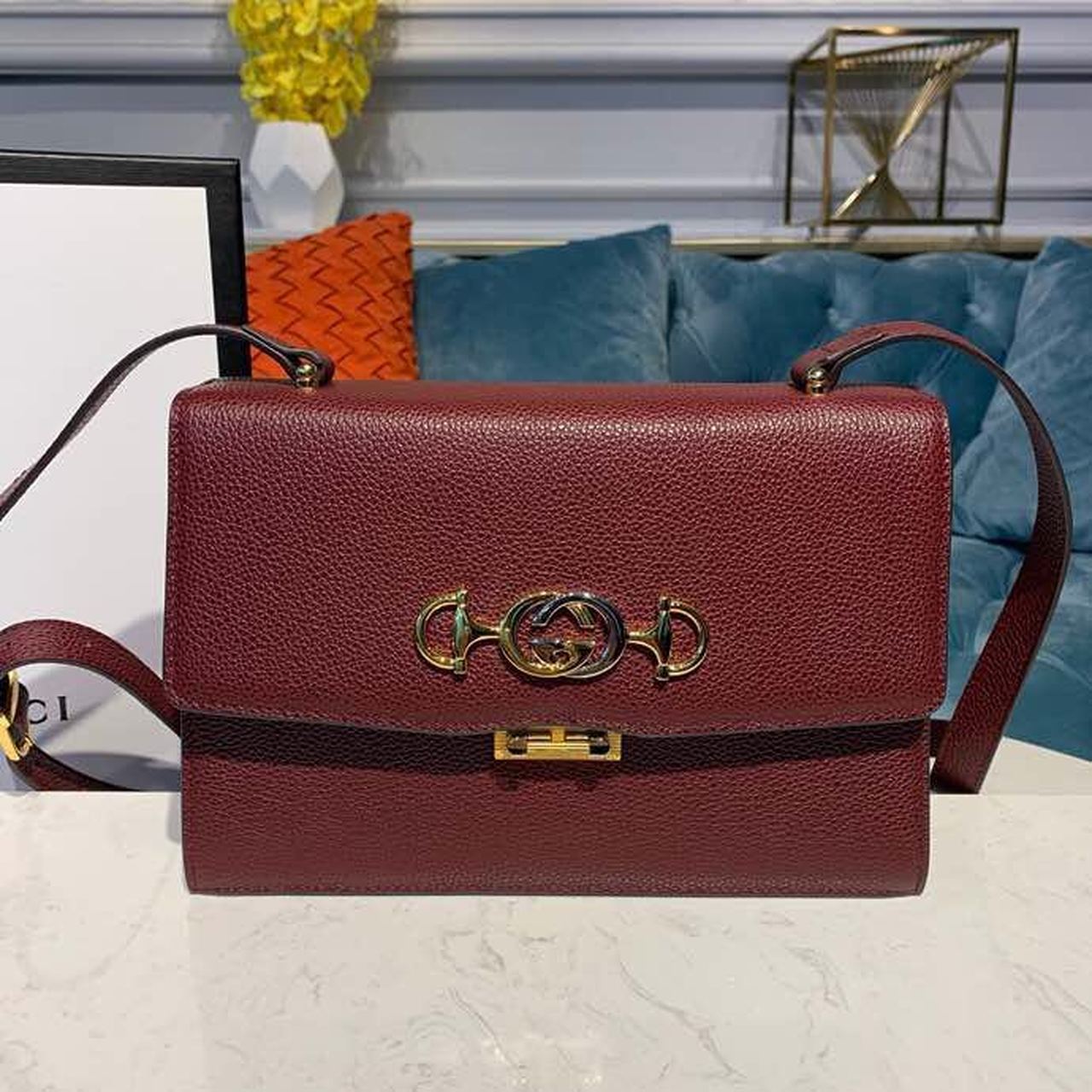 Gucci Zumi Grained Small Shoulder Bag Burgundy Grainy For Women 9in/24cm Gucci 576388
