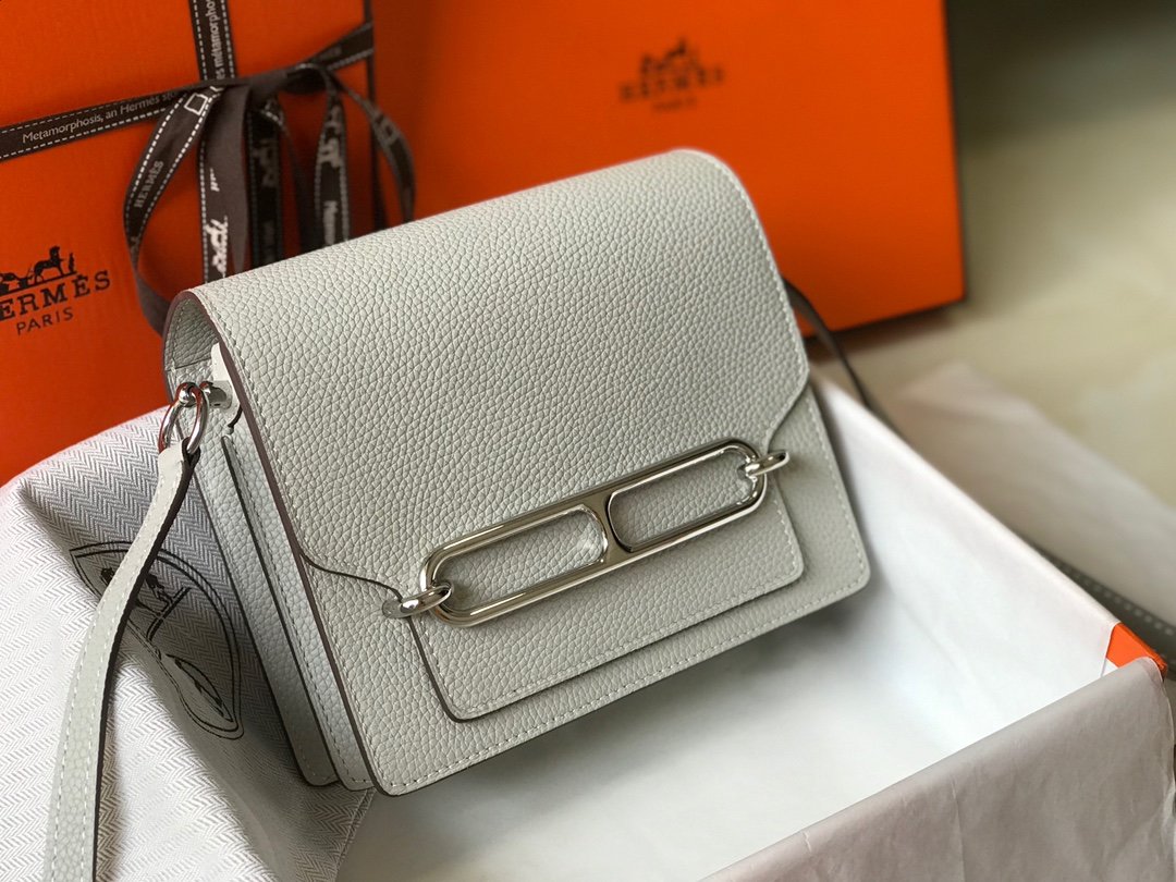 Hermes Mini Evercolor Sac Roulis 19 White For Women, Women’s Handbags, Shoulder Bags 7.5in/19cm