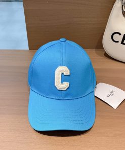 Celine Baseball Cap In Cotton Blue