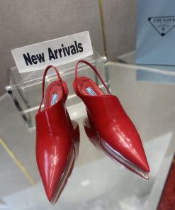 Prada Brushed Slingback Pumps Red For Women 2.6in/65mm Prada