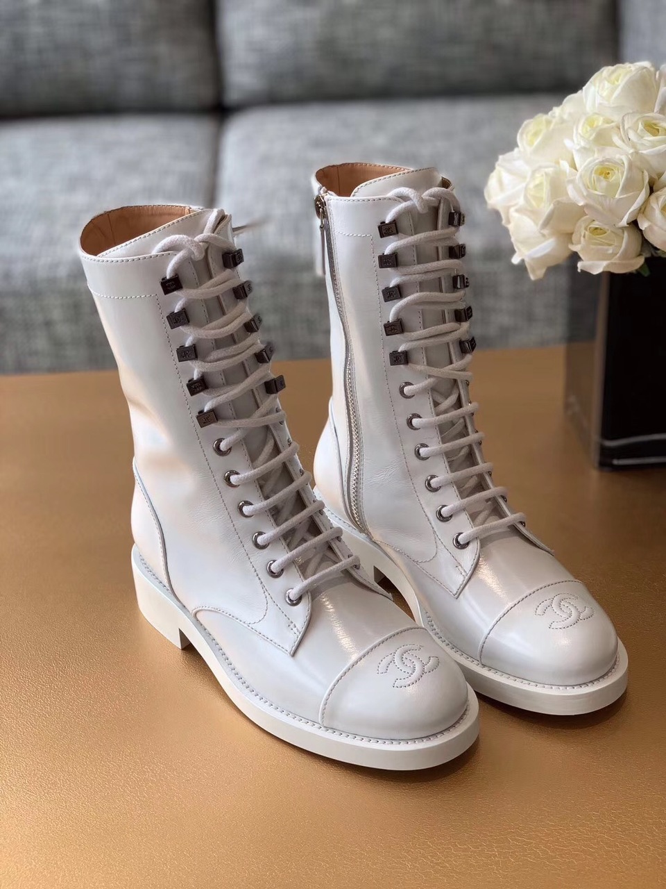 Chanel Lace-Ups White For Women, Women’s Shoes