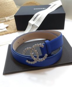 Chanel Belt With Beaded Buckle Blue With Silver Hardware Women Belt