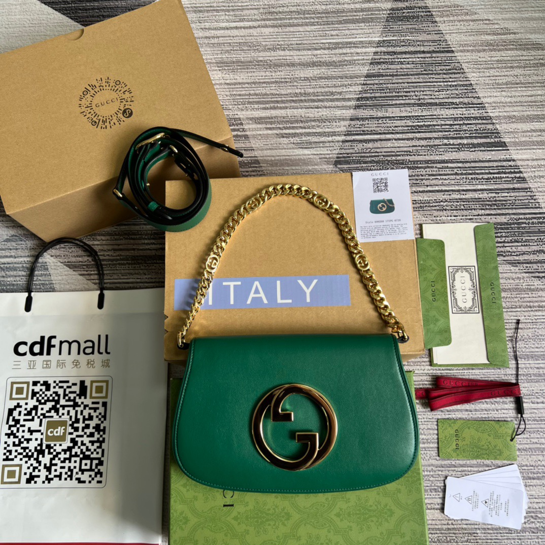 Gucci Blondie Shoulder Bag Green For Women, Women’s Bags 11in/28cm GG‎