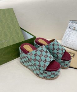 Gucci Platform Slide Sandal By Denim Jacquard Blue For Women Gucci ‎