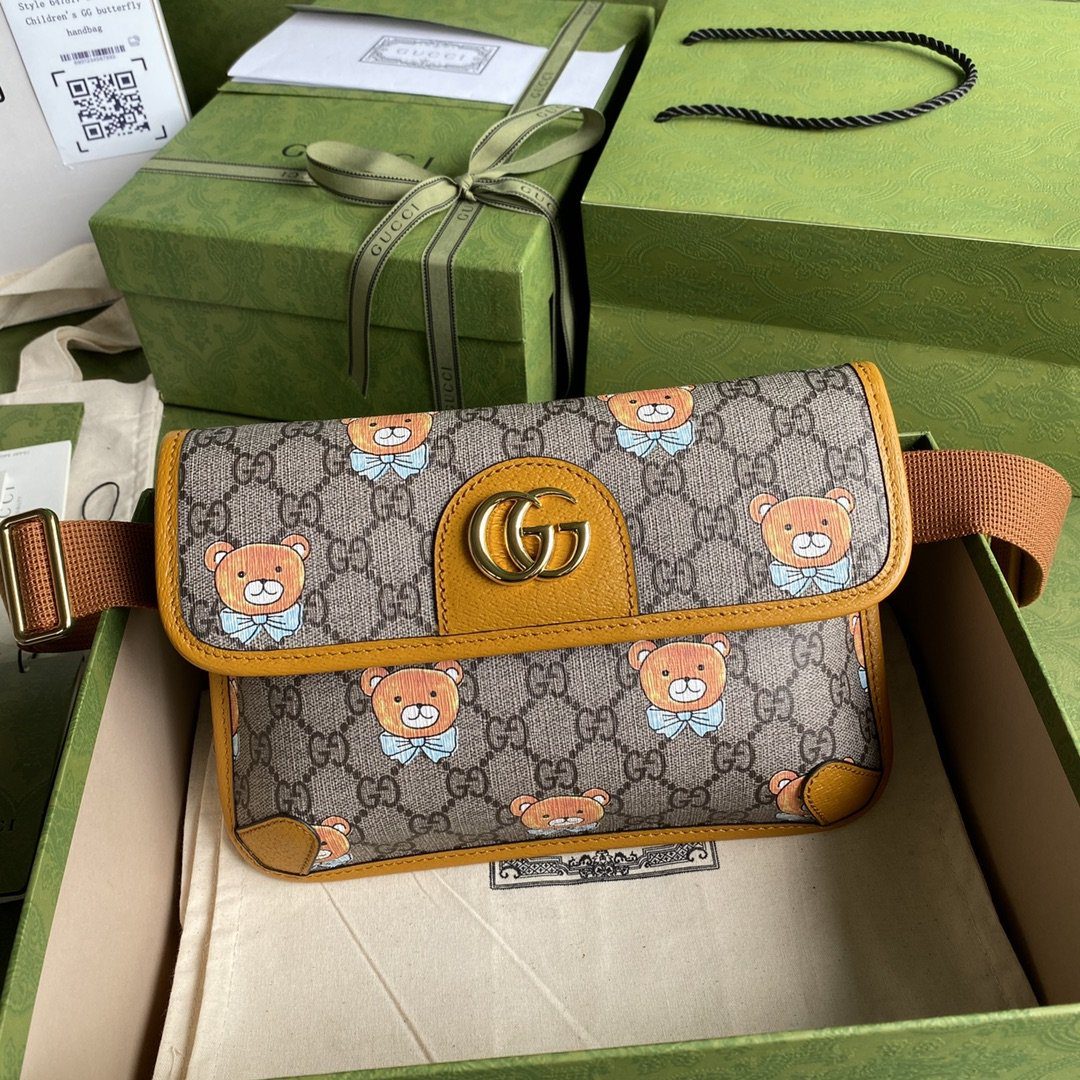 Gucci Ophidia Belt Bag Beige And Orange Gucci Supreme Canvas For Women  8.7in/22cm Gucci  ‎