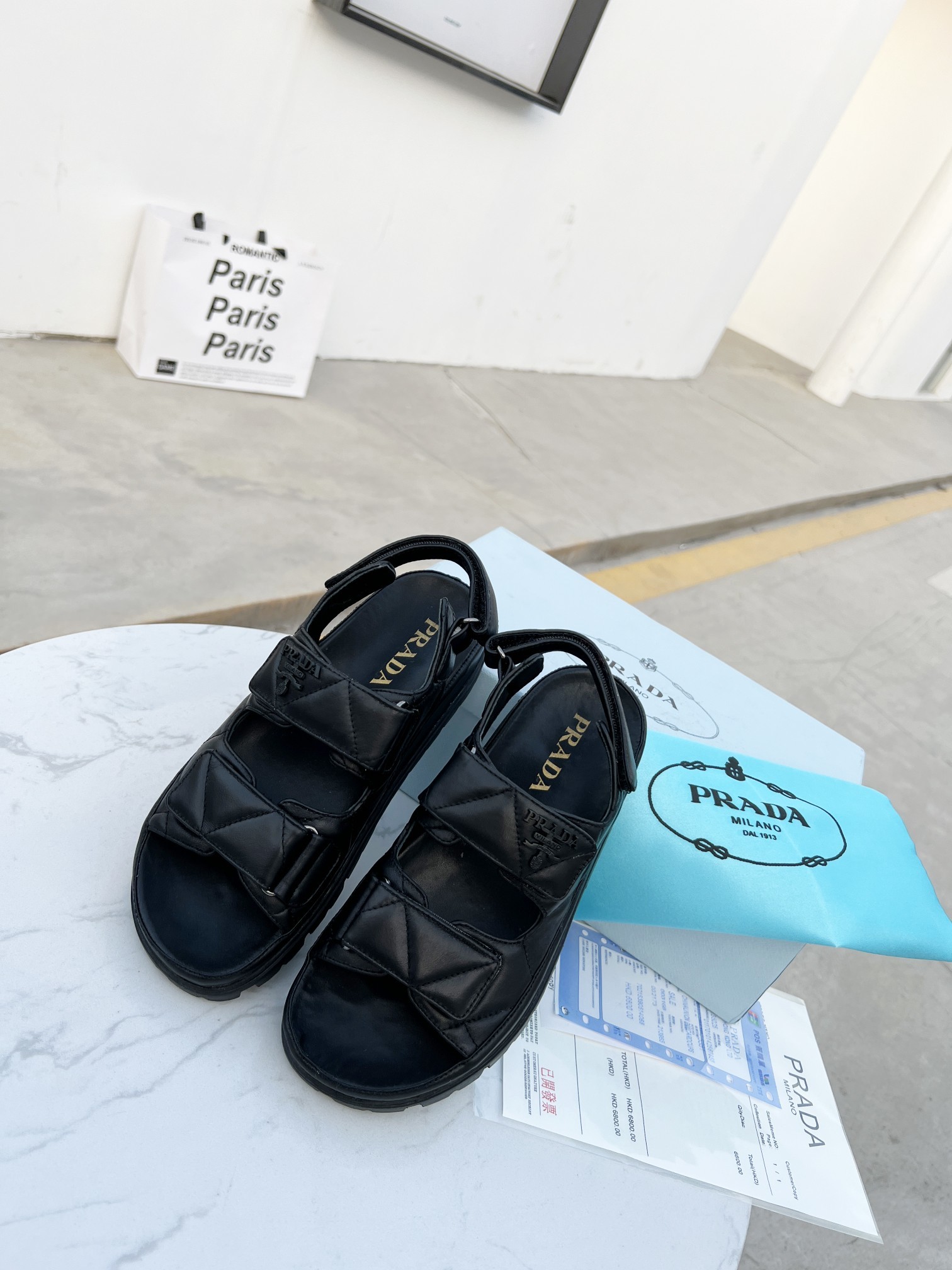 Prada Padded Nappa Sandals Black For Women 0.8in/20mm Prada 1X721M_038_F0002_F_020