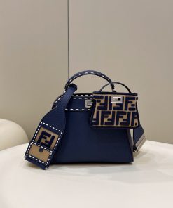 Fendi Peekaboo Small Dark Blue Bag For Woman 23cm/9in