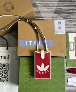 Gucci x Adidas Phone Case Red For Women, Women’s Bags 7.3in/18cm GG‎ ‎702203 UZ3BT 6484