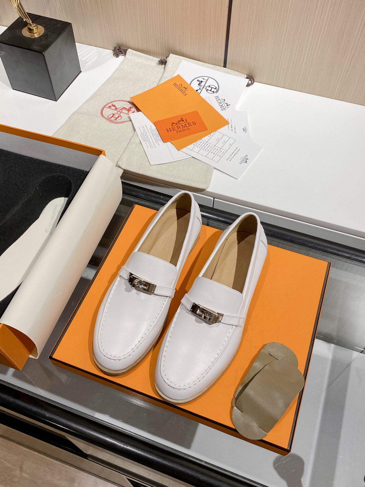 Hermes Destin Loafer White For Women, Women’s Shoes H212114Z 90350