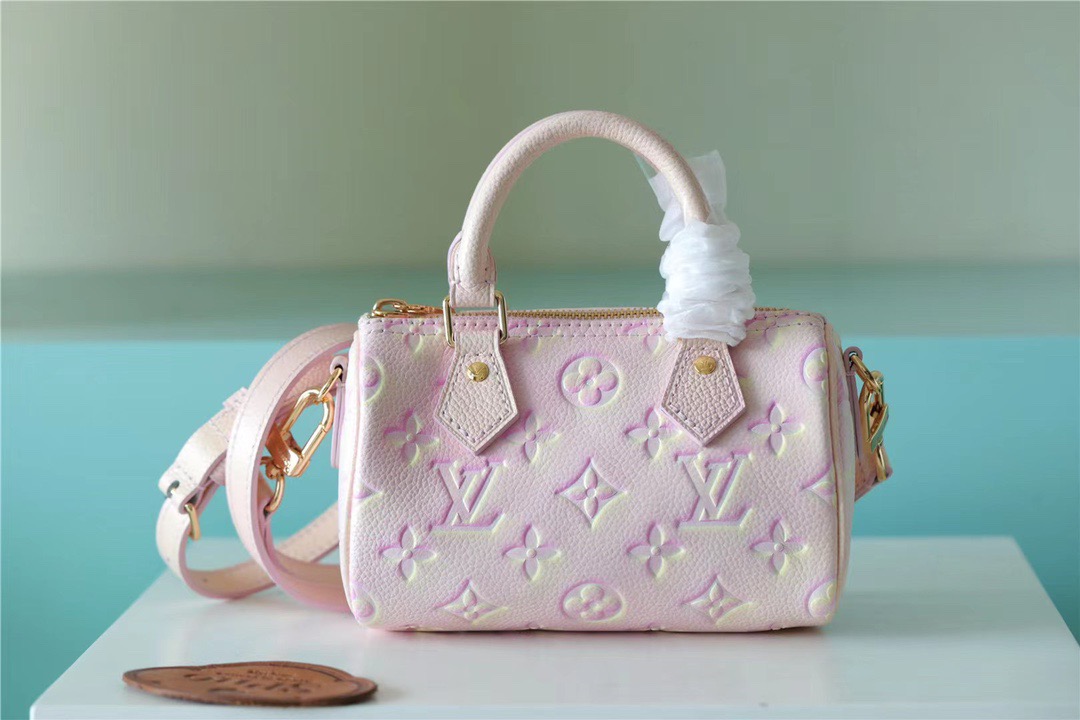 Louis Vuitton Nano Speedy Monogram Empreinte Pink For Women, Women’s Handbags, Shoulder And Crossbody Bags 16cm/6.3in LV M81508