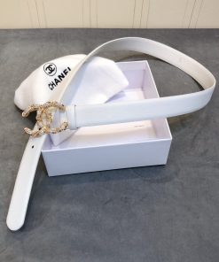 Chanel Belt With Double C Buckle White Women Belt