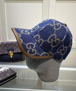 GUCCI Canvas Baseball Cap Blue