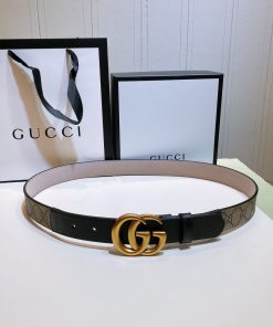 GUCCI Belt With Double G Buckle Beige/Black, Women Belt ‎‎625839 92TLT 9769