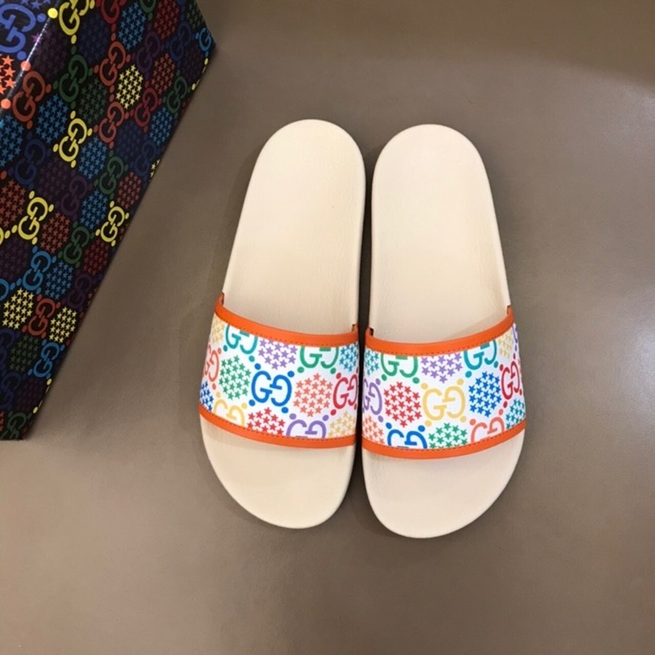 Gucci Psychedelic Butterfly Slide Sandals White For Women GG