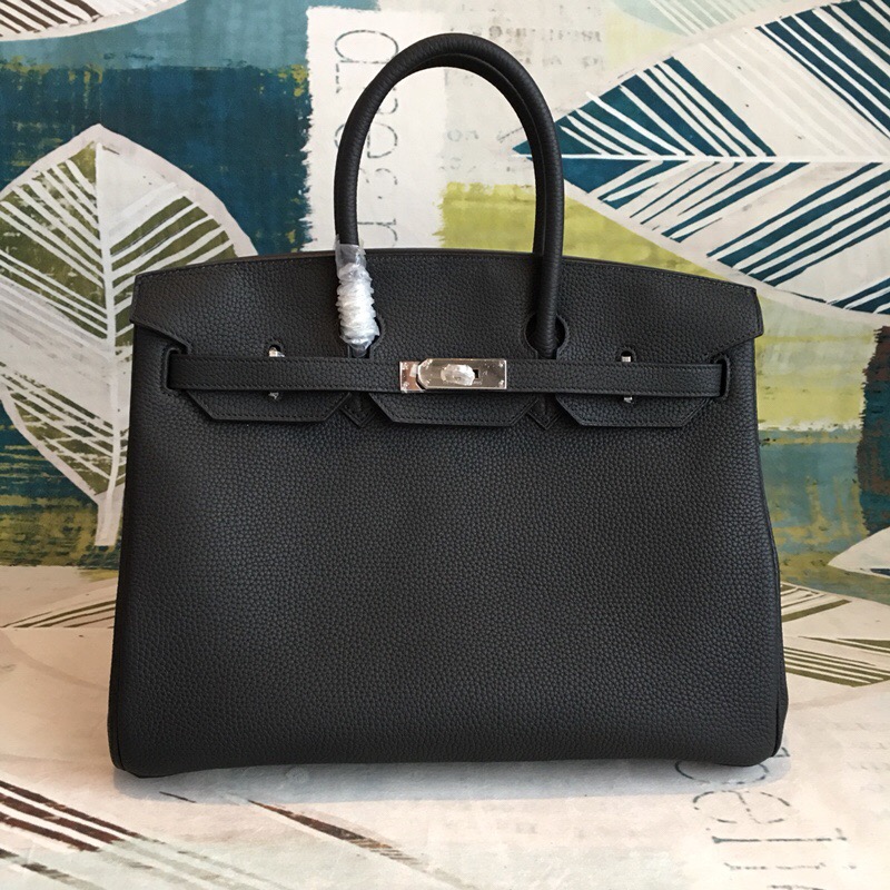 Hermes Birkin Black For Women Silver Toned Hardware 11.8in/30cm