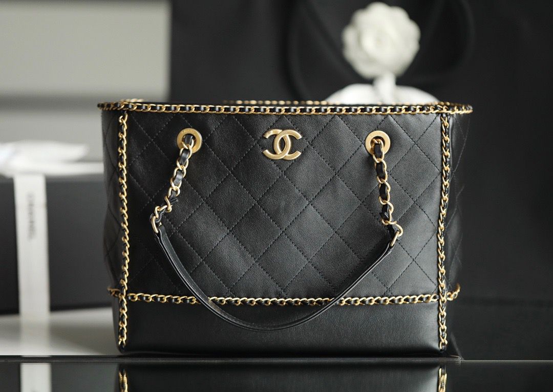 Chanel Shopping Tote Bag Black For Women, Women’s Handbag, Shoulder Bags 13.3in/34cm AS2761 B06380 94305