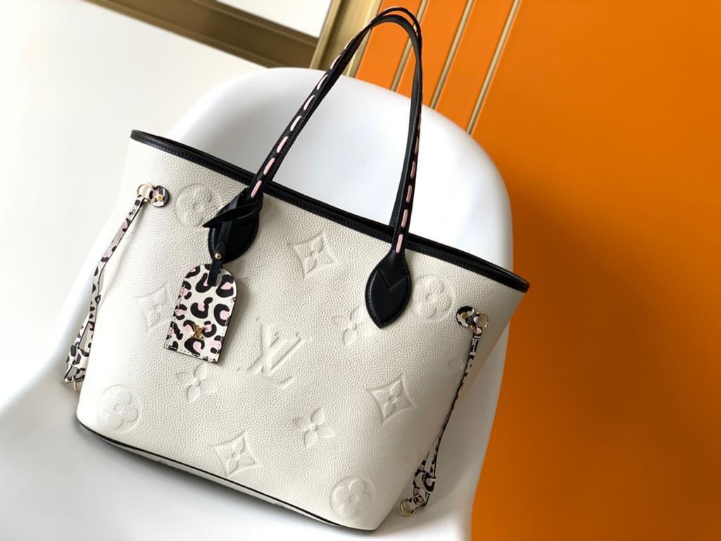 Louis Vuitton Neverfull MM Tote Bag Wild At Heart Monogram Empreinte Cream For Women, Women’s Handbags, Shoulder Bags 12.2in/31cm LV M58525
