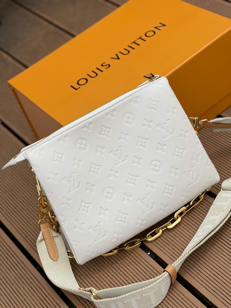 Louis Vuitton Coussin PM Monogram Embossed Puffy White For Women, Women’s Handbags, Shoulder And Crossbody Bags 10.2in/26cm LV M57793
