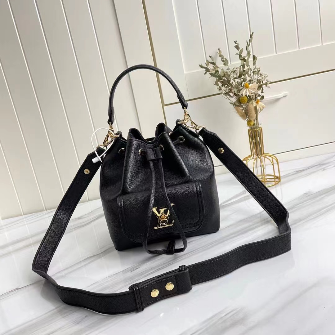 Louis Vuitton Lockme Bucket Black For Women, Women’s Handbags, Shoulder And Crossbody Bags 9.1in/23cm LV M57687