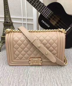 Chanel Medium Classic Handbag Yellowish Brown For Women, Women’s HandBag, Shoulder And Crossbody Bags 9.8in/25cm A67086