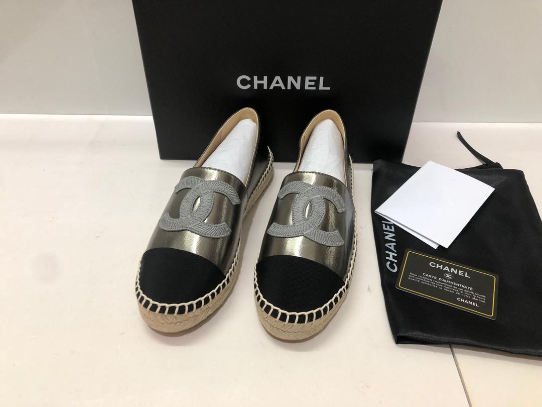 Chanel Espadrilles Metallic Grey For Women, Women’s Shoes G29762