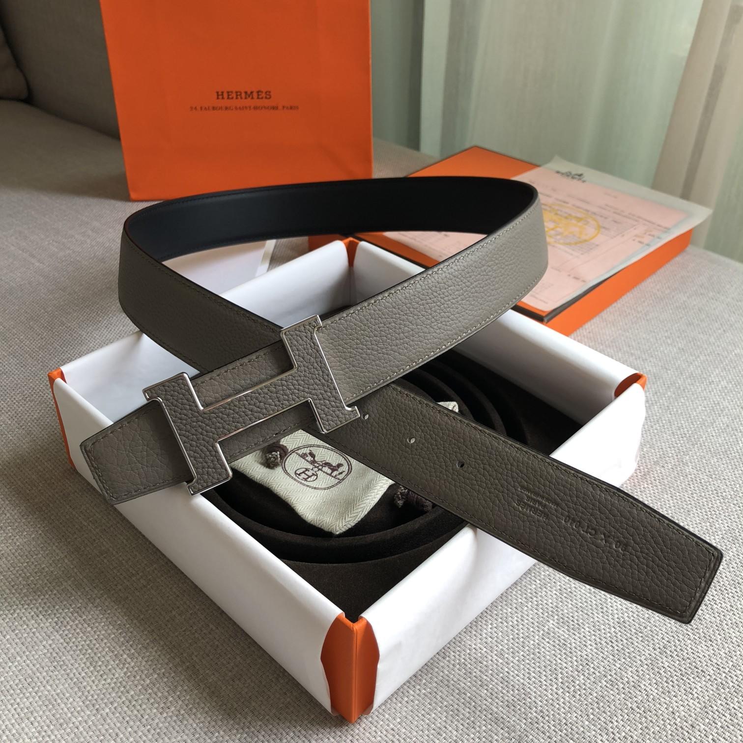 Hermes H Guillochee Belt Buckle & Reversible Strap Beige For Women, Women Belt
