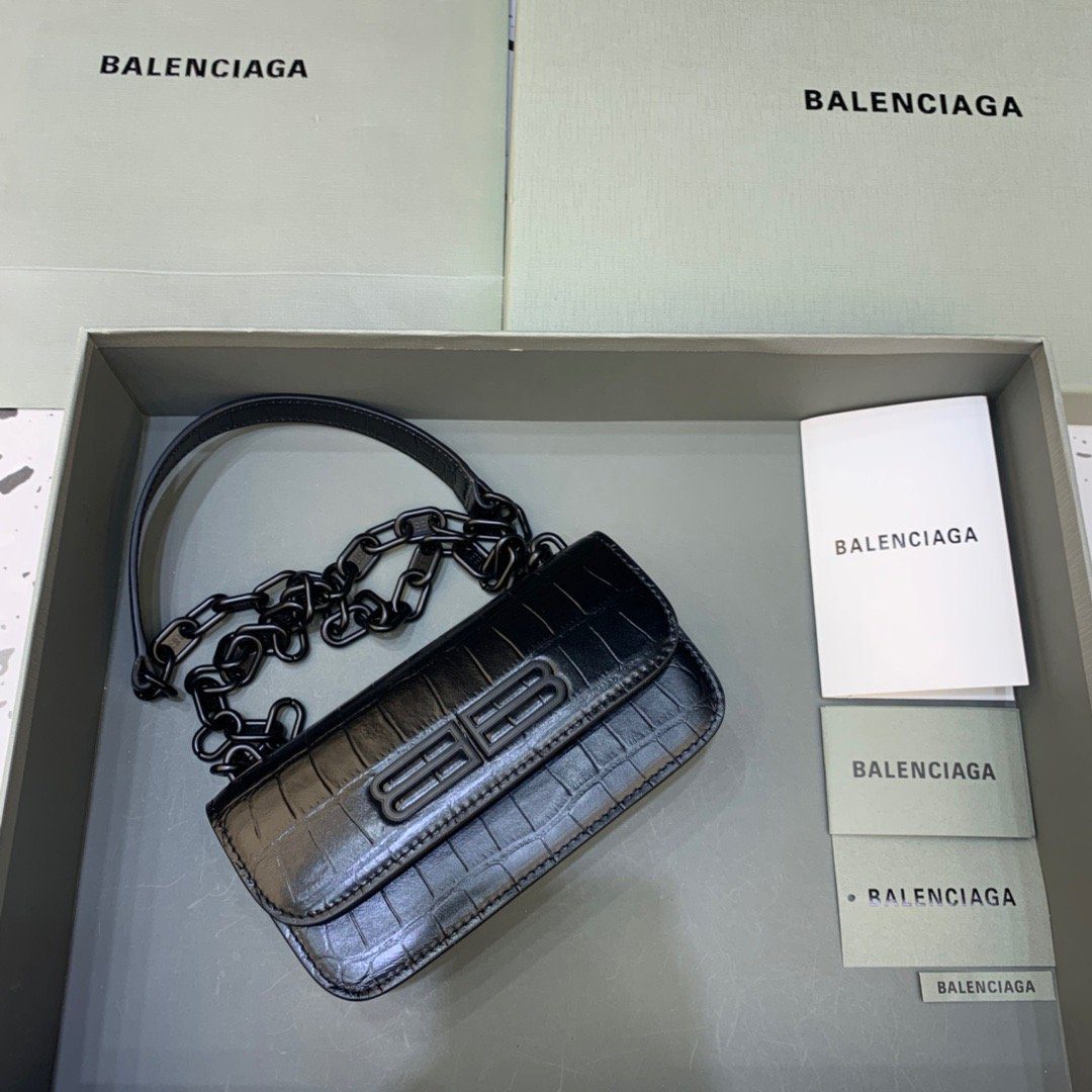 BALENCIAGA Gossip Small On Chain Shoulder Bag Black, For Women, Women’s Bags 7.4in/19cm