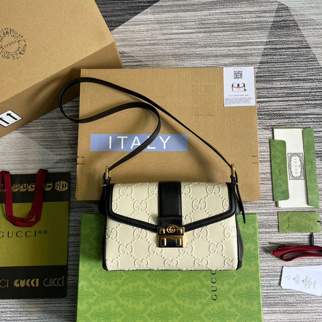 Gucci Small Gucci Top Handle Bag White For Women, Women’s Bags 17.7in/19cm Gucci ‎675791 UD9AX 9099