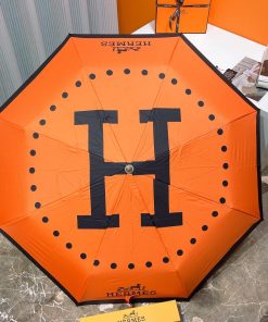 Hermes Pluie De H Folding Umbrella Orange