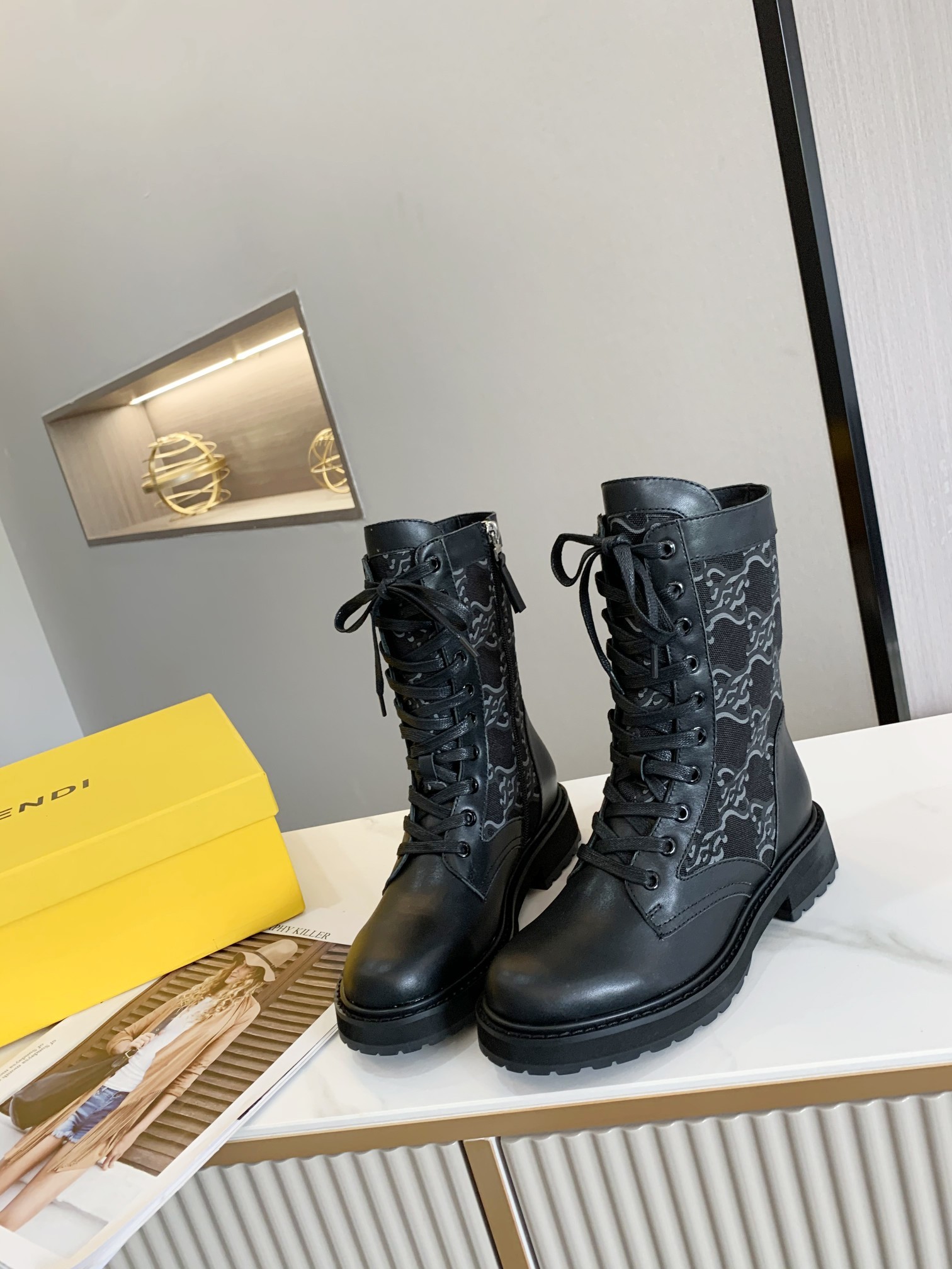 Fendi Rockoko Boots Black For Women FF