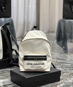 Yves Saint Laurent City Backpack In Canvas Unisex For Women 13.8in/35cm White YSL