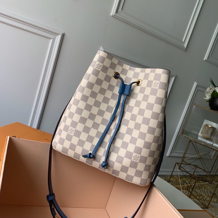 Louis Vuitton NeoNoe MM Bucket Bag Damier Azur Canvas Bleuet Blue For Women, Women’s Handbags, Shoulder And Crossbody Bags 10.2in/26cm LV N40153