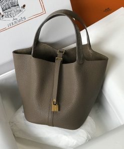 Hermes Picotin Lock 18 Bag Etoupe With Gold-Toned Hardware For Women, Women’s Handbags 7.1in/18cm
