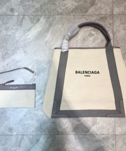 BALENCIAGA Navy Medium Cabas Tote Bag In Gray, For Women, Women’s Bags 14.1in/36cm