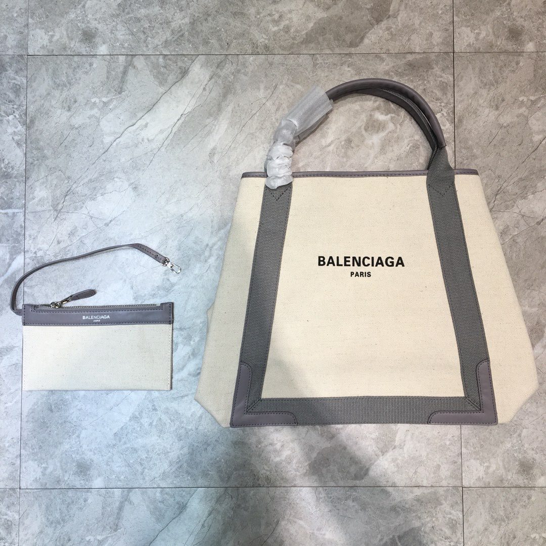 BALENCIAGA Navy Medium Cabas Tote Bag In Gray, For Women, Women’s Bags 14.1in/36cm