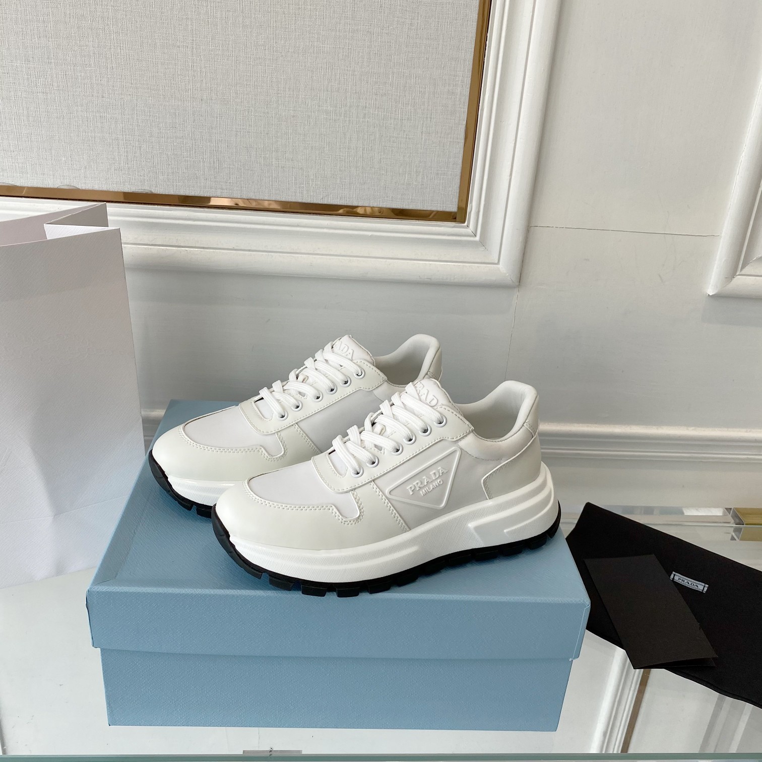 Prada Prax 01 Re-Nylon Gabardine Sneakers White For Women 1.8in/45mm Prada 