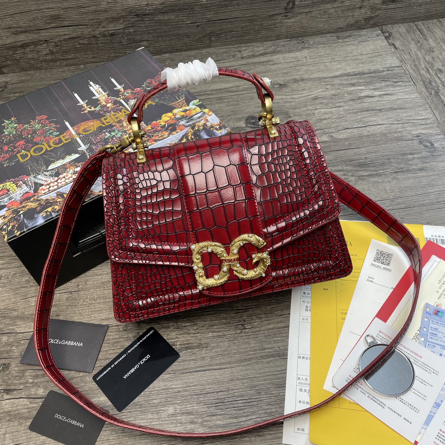 Dolce & Gabbana Print DG Girls Bag Burgundy For Women 10.6in/27cm DG