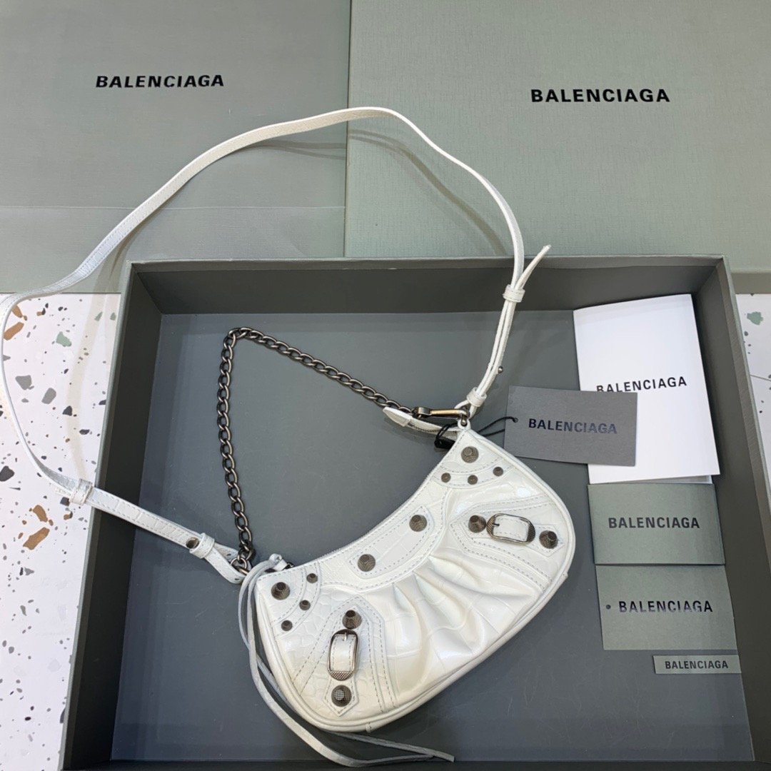 BALENCIAGA Le Cagole Mini Bag With Chain In White, For Women, Women’s Bags 8.2in/21cm
