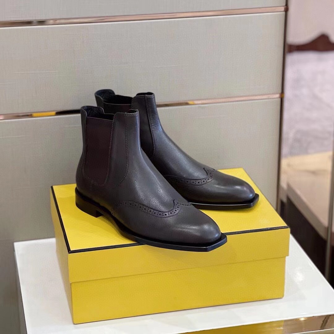Fendi Force Ankle Boots Matte Brown For Men