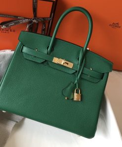 Hermes Birkin Green For Women Gold-Toned Hardware 11in/30cm