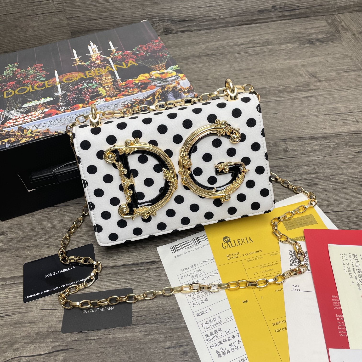 Dolce & Gabbana DG Girls CrossBody Bag With Polka Dots White For Women 8.3in/21cm DG
