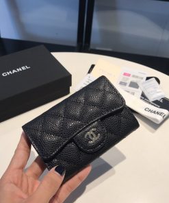 Chanel Classic Card Holder Gold Toned Hardware Black For Women, Women’s Wallet 4.5in/11.5cm