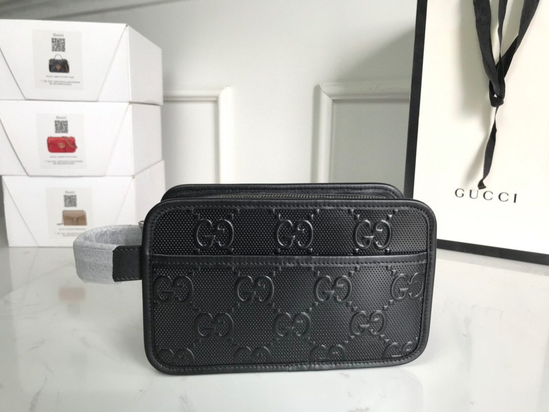 Gucci Embossed Cosmetic Case Black Gucci Embossed For Men  9in/23cm GG495